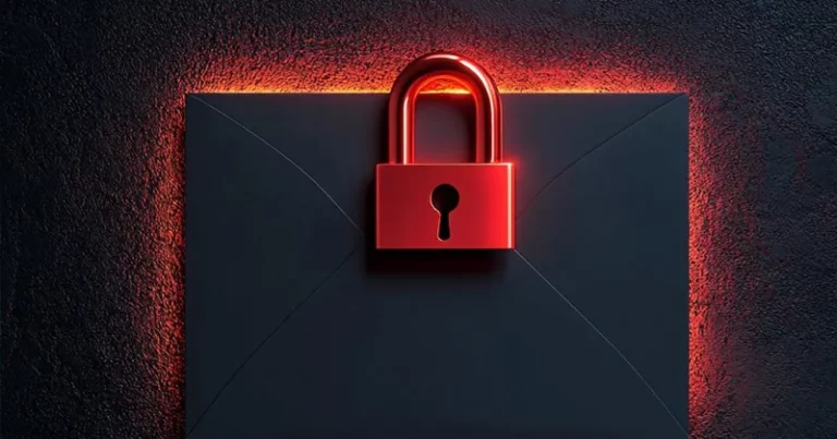 Microsoft SMTP Outlook Abschaltung - Briefumschlag in schwarz mit rotem Vorhängeschloss darüber